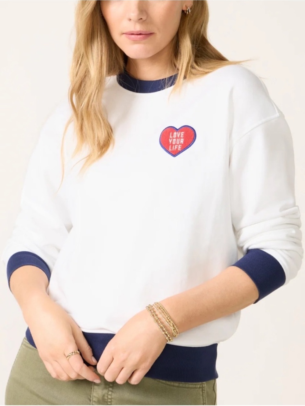 NWT EVEREVE X Lifetime Love Your Life Patch Sweatshirt Size XS